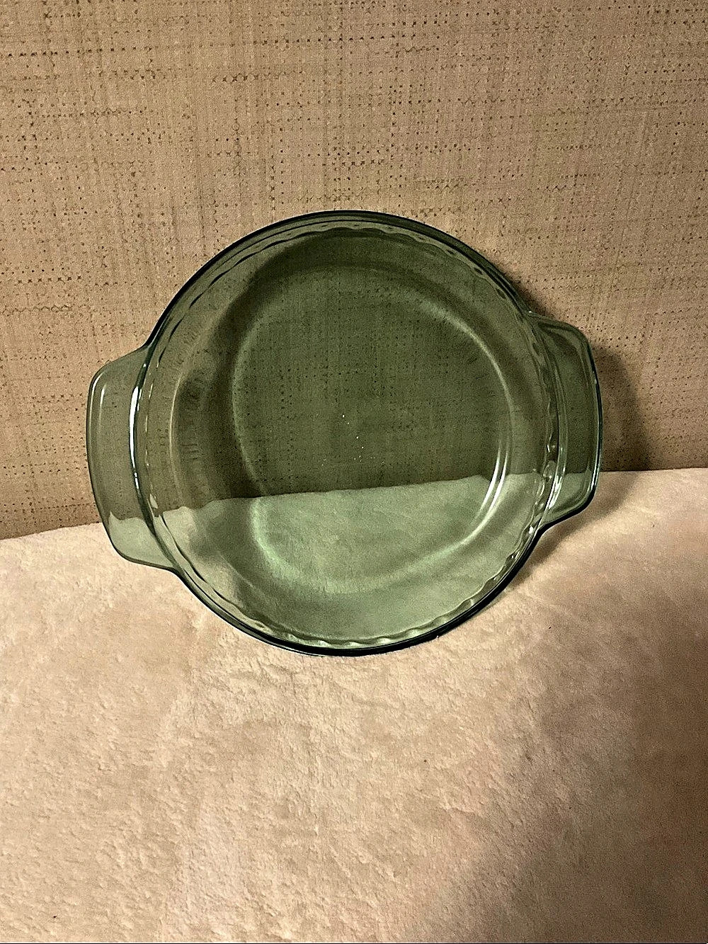 Anchor Hocking Fire-King Green Glass Pie Plate with Handles